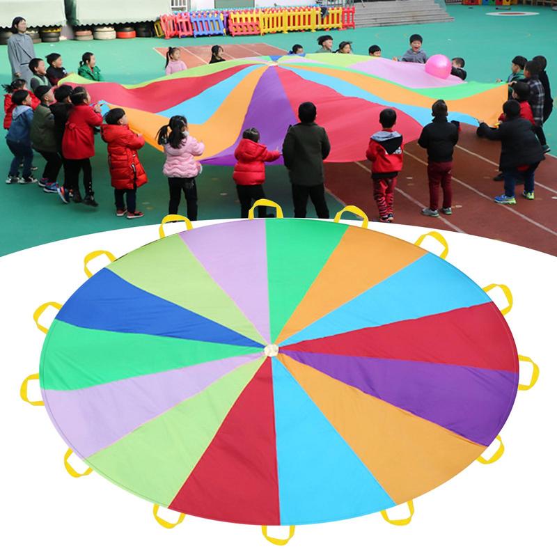 Kids Outdoor Umbrella - Parachute arc-en-ciel pour enfants, développement sportif