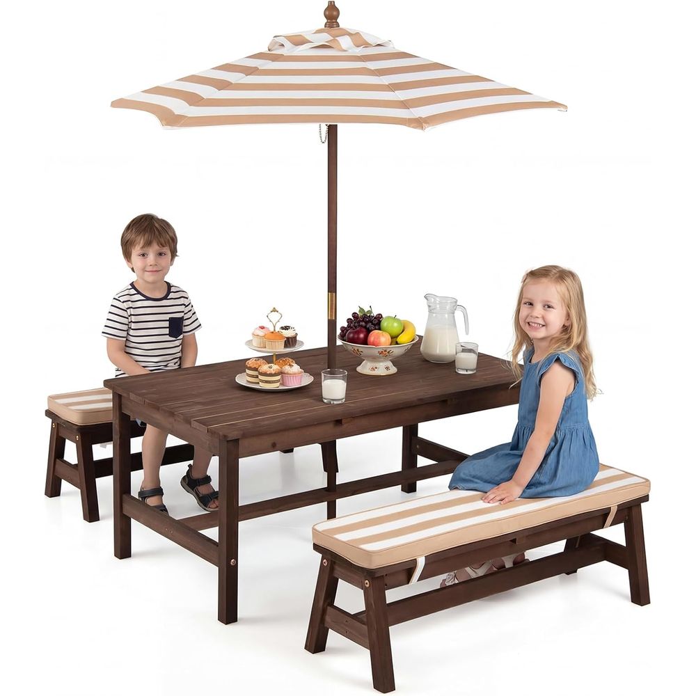 Kids Outdoor Umbrella For Table - Table de pique-nique pour enfants, ensemble