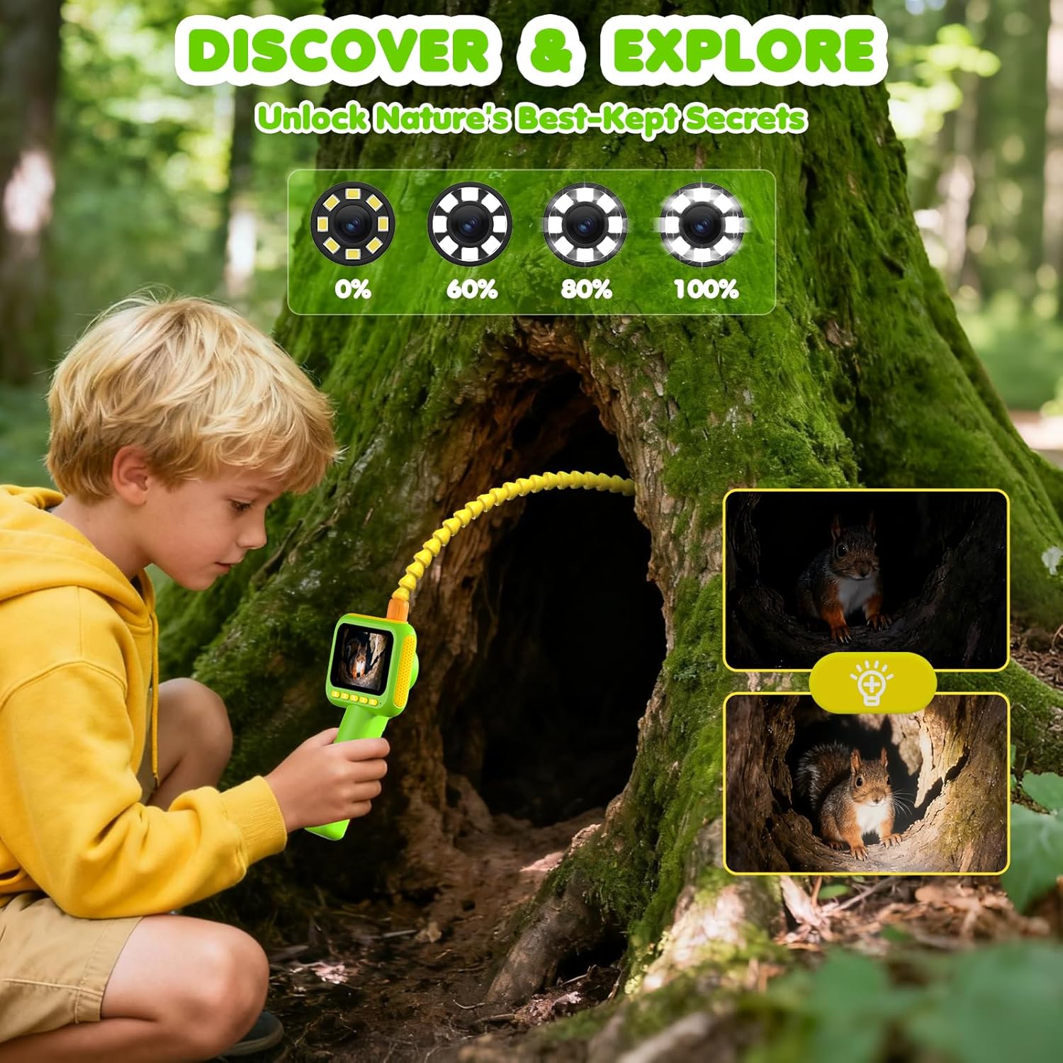 Kids Outdoor Kit - Endoscope pour enfants, caméra serpentine avec