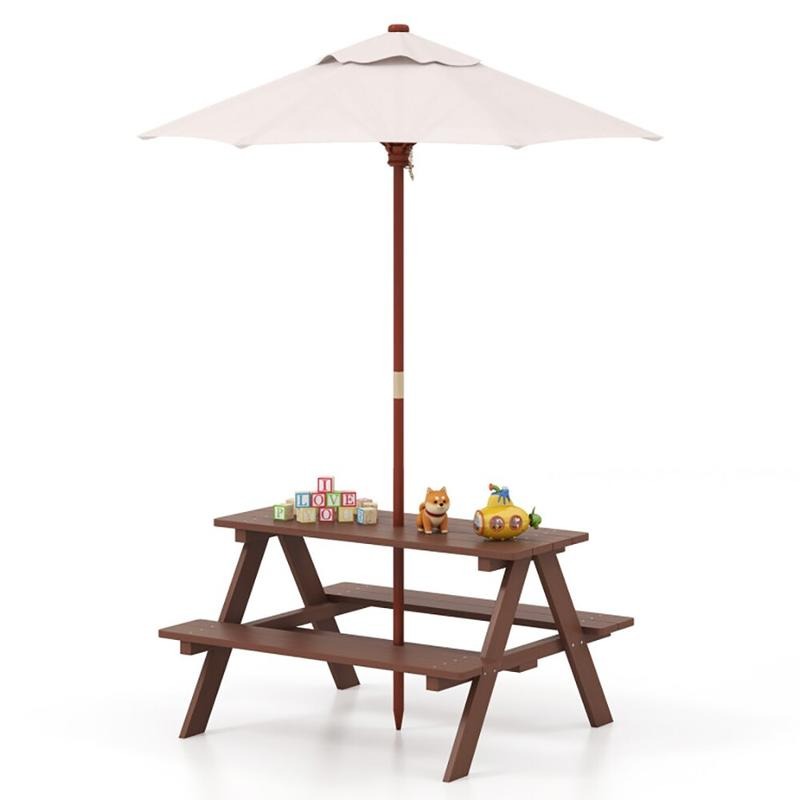 Kids Outdoor Umbrella For Table - Ensemble table et banc de pique-nique