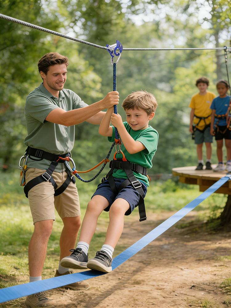 Kids Outdoor Zipline - Kit de poulie de descente en