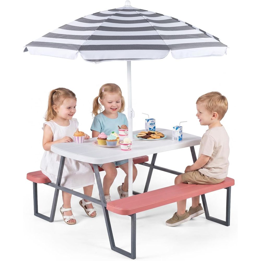 Kids Outdoor Umbrella For Table - Table de pique-nique pour enfants, ensemble