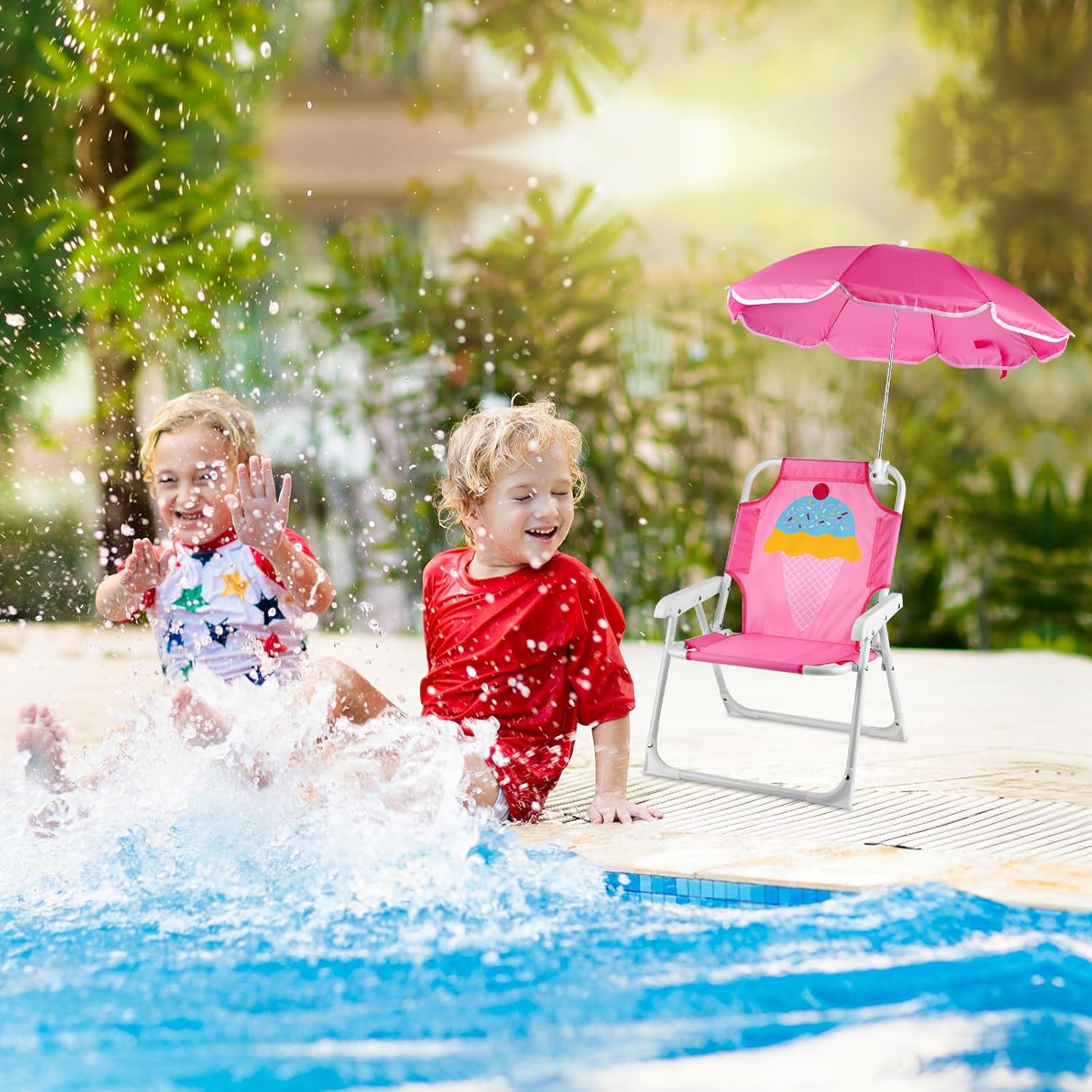 1 ensemble de chaise de plage  - Kids Outdoor Lounge Chair With Umbrella avis et prix