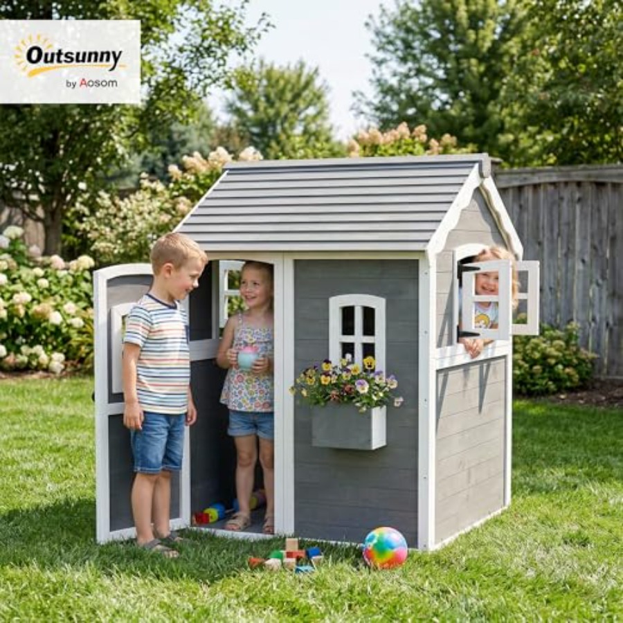 Maisonnette de jeu en bois pou - Kids Outdoor Flooring avis et prix