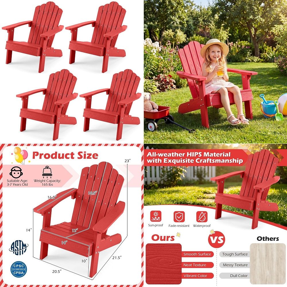 Chaise Adirondack pour enfants - Kids Outdoor Adirondack Chair avis et prix
